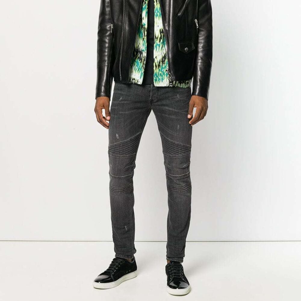 Mens Diesel FOURK Dark Gray Slim-Skinny Stretch Denim Biker Jeans 38x32